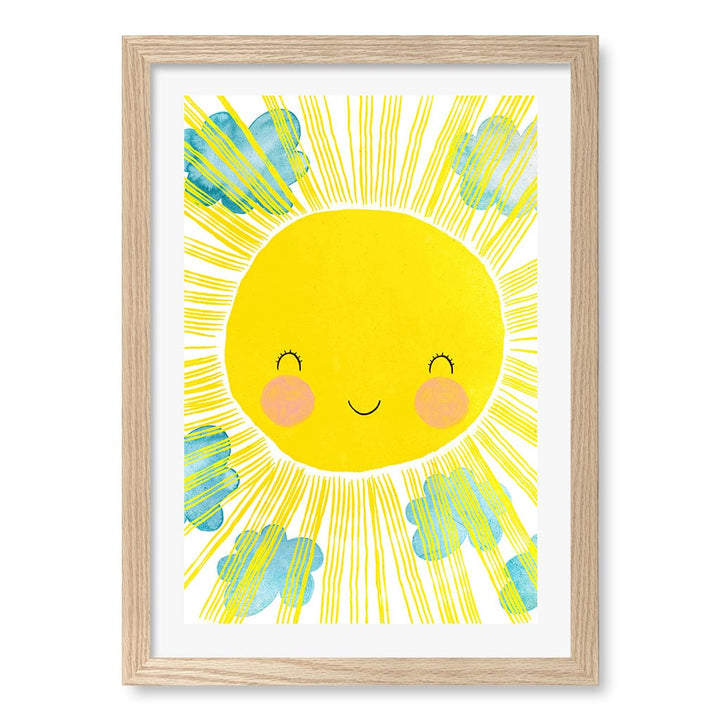 Blissful Sunny Smile Kids Wall Art Print A3 (29.7 x 42cm) / Natural Oak Frame / White Border from our Australian Made Framed Wall Art, Prints & Posters collection by Profile Products (Australia) Pty Ltd