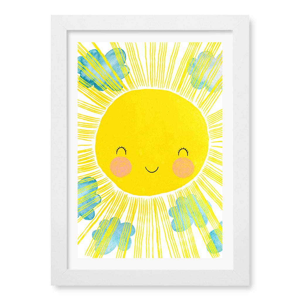 Blissful Sunny Smile Kids Wall Art Print A4 (21 x 29.7cm) / Matte White Frame / White Border from our Australian Made Framed Wall Art, Prints & Posters collection by Profile Products (Australia) Pty Ltd
