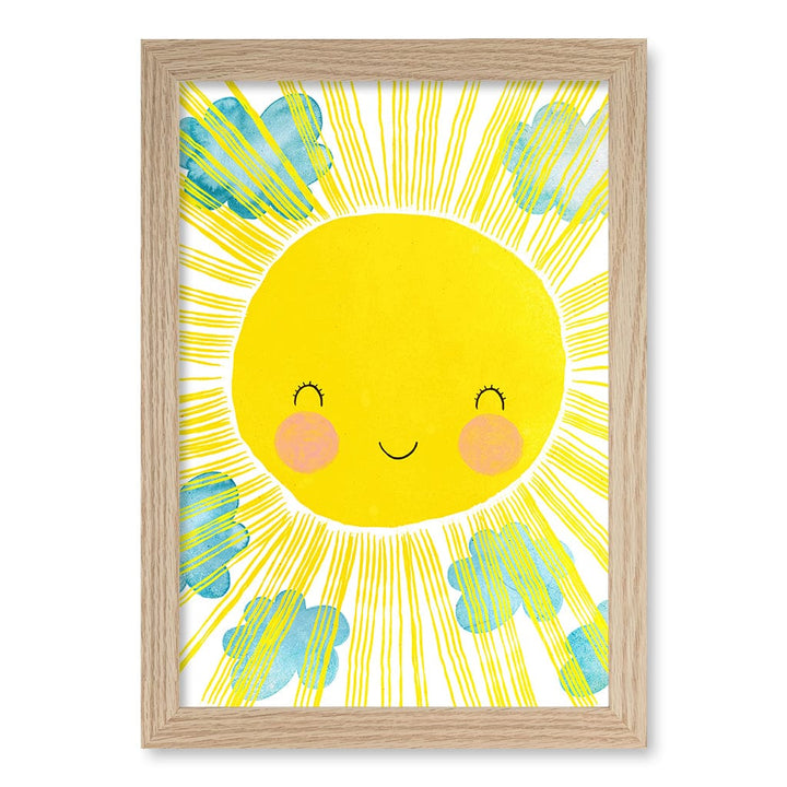 Blissful Sunny Smile Kids Wall Art Print A4 (21 x 29.7cm) / Natural Oak Frame / No Border from our Australian Made Framed Wall Art, Prints & Posters collection by Profile Products (Australia) Pty Ltd