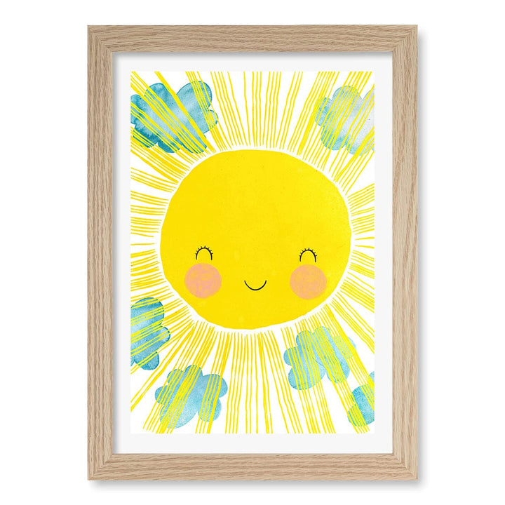 Blissful Sunny Smile Kids Wall Art Print A4 (21 x 29.7cm) / Natural Oak Frame / White Border from our Australian Made Framed Wall Art, Prints & Posters collection by Profile Products (Australia) Pty Ltd