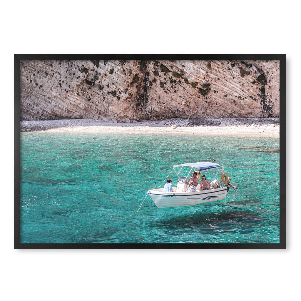 Boat in Emerald Waters Wall Art Print A1 (59.4 x 84.1cm) / Matte Black Frame / No Border from our Australian Made Framed Wall Art, Prints & Posters collection by Profile Products (Australia) Pty Ltd