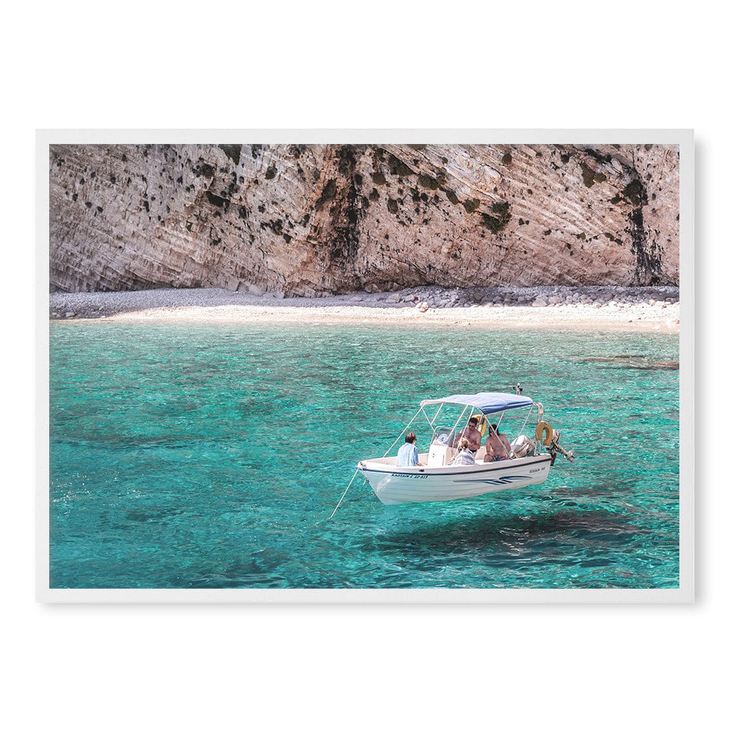 Boat in Emerald Waters Wall Art Print A1 (59.4 x 84.1cm) / Matte White Frame / No Border from our Australian Made Framed Wall Art, Prints & Posters collection by Profile Products (Australia) Pty Ltd