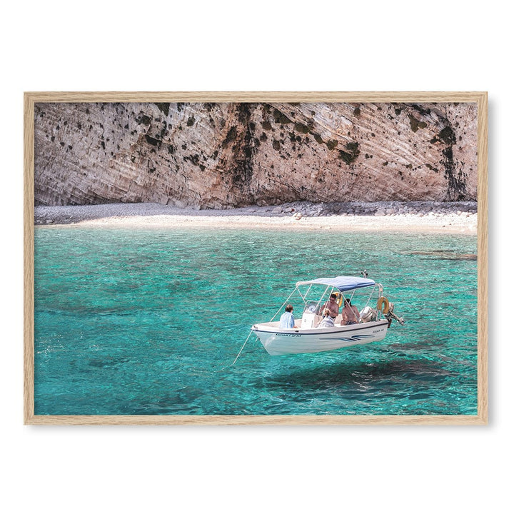 Boat in Emerald Waters Wall Art Print A1 (59.4 x 84.1cm) / Natural Oak Frame / No Border from our Australian Made Framed Wall Art, Prints & Posters collection by Profile Products (Australia) Pty Ltd