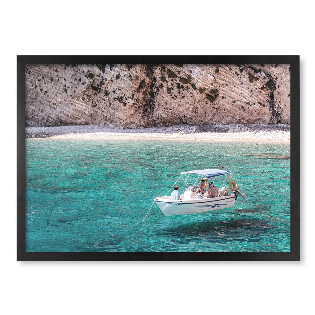 Boat in Emerald Waters Wall Art Print A2 (42 x 59.4cm) / Matte Black Frame / No Border from our Australian Made Framed Wall Art, Prints & Posters collection by Profile Products (Australia) Pty Ltd