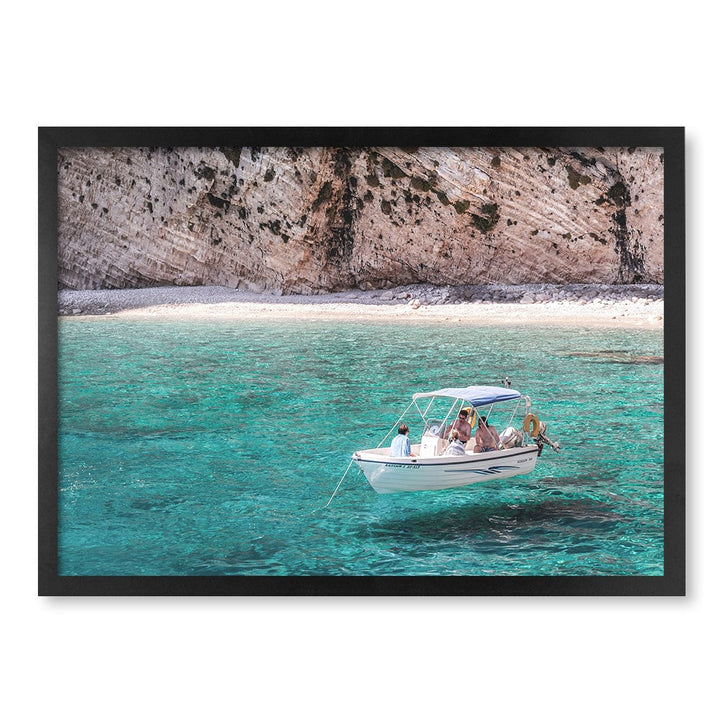 Boat in Emerald Waters Wall Art Print A2 (42 x 59.4cm) / Matte Black Frame / No Border from our Australian Made Framed Wall Art, Prints & Posters collection by Profile Products (Australia) Pty Ltd