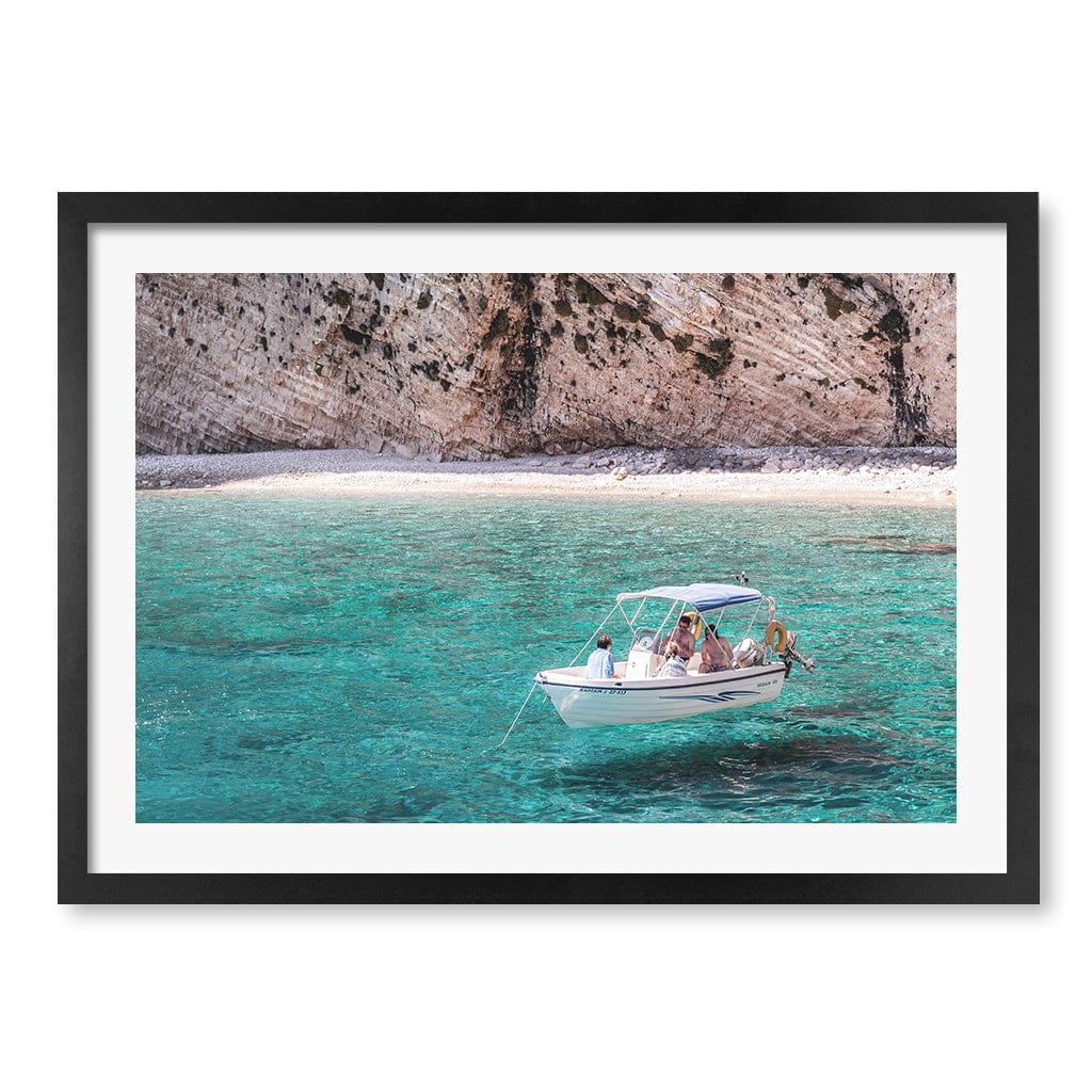 Boat in Emerald Waters Wall Art Print A2 (42 x 59.4cm) / Matte Black Frame / White Border from our Australian Made Framed Wall Art, Prints & Posters collection by Profile Products (Australia) Pty Ltd