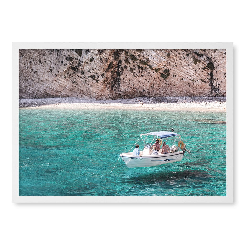 Boat in Emerald Waters Wall Art Print A2 (42 x 59.4cm) / Matte White Frame / No Border from our Australian Made Framed Wall Art, Prints & Posters collection by Profile Products (Australia) Pty Ltd
