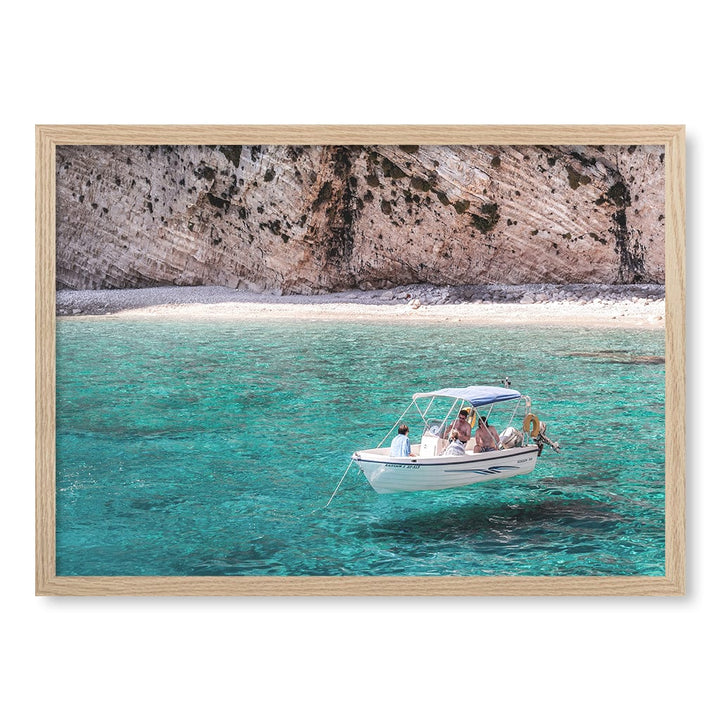 Boat in Emerald Waters Wall Art Print A2 (42 x 59.4cm) / Natural Oak Frame / No Border from our Australian Made Framed Wall Art, Prints & Posters collection by Profile Products (Australia) Pty Ltd