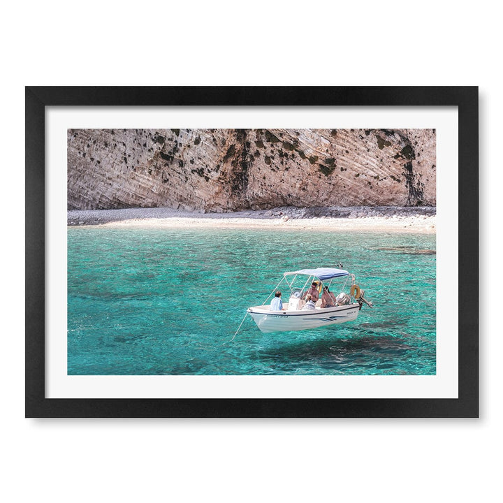 Boat in Emerald Waters Wall Art Print A3 (29.7 x 42cm) / Matte Black Frame / White Border from our Australian Made Framed Wall Art, Prints & Posters collection by Profile Products (Australia) Pty Ltd