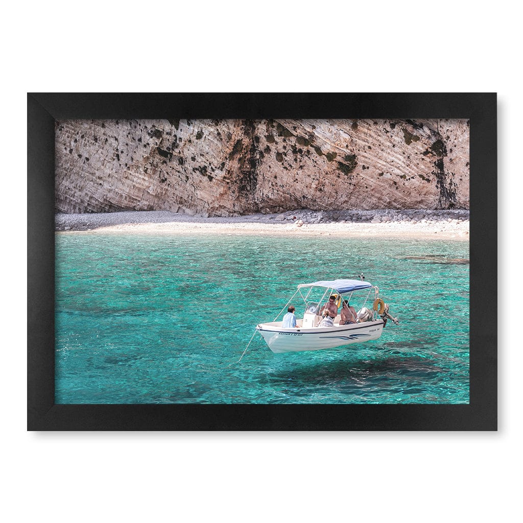 Boat in Emerald Waters Wall Art Print A4 (21 x 29.7cm) / Matte Black Frame / No Border from our Australian Made Framed Wall Art, Prints & Posters collection by Profile Products (Australia) Pty Ltd