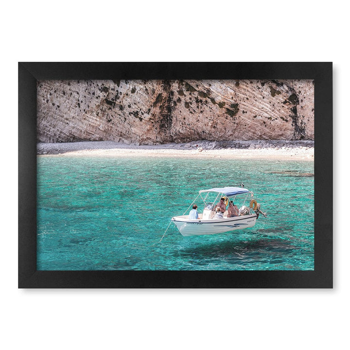 Boat in Emerald Waters Wall Art Print A4 (21 x 29.7cm) / Matte Black Frame / No Border from our Australian Made Framed Wall Art, Prints & Posters collection by Profile Products (Australia) Pty Ltd