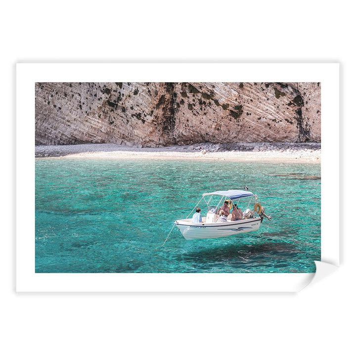 Boat in Emerald Waters Wall Art Print A4 (21 x 29.7cm) / Print Only / White Border from our Australian Made Framed Wall Art, Prints & Posters collection by Profile Products (Australia) Pty Ltd