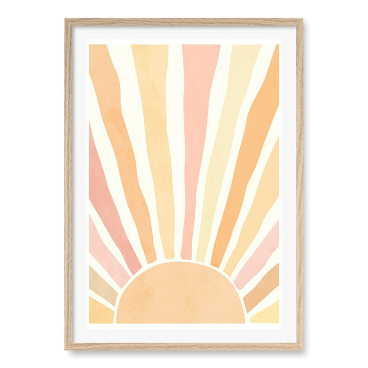 Boho Sunshine Wall Art Print A1 (59.4 x 84.1cm) / Natural Oak Frame / White Border from our Australian Made Framed Wall Art, Prints & Posters collection by Profile Products (Australia) Pty Ltd
