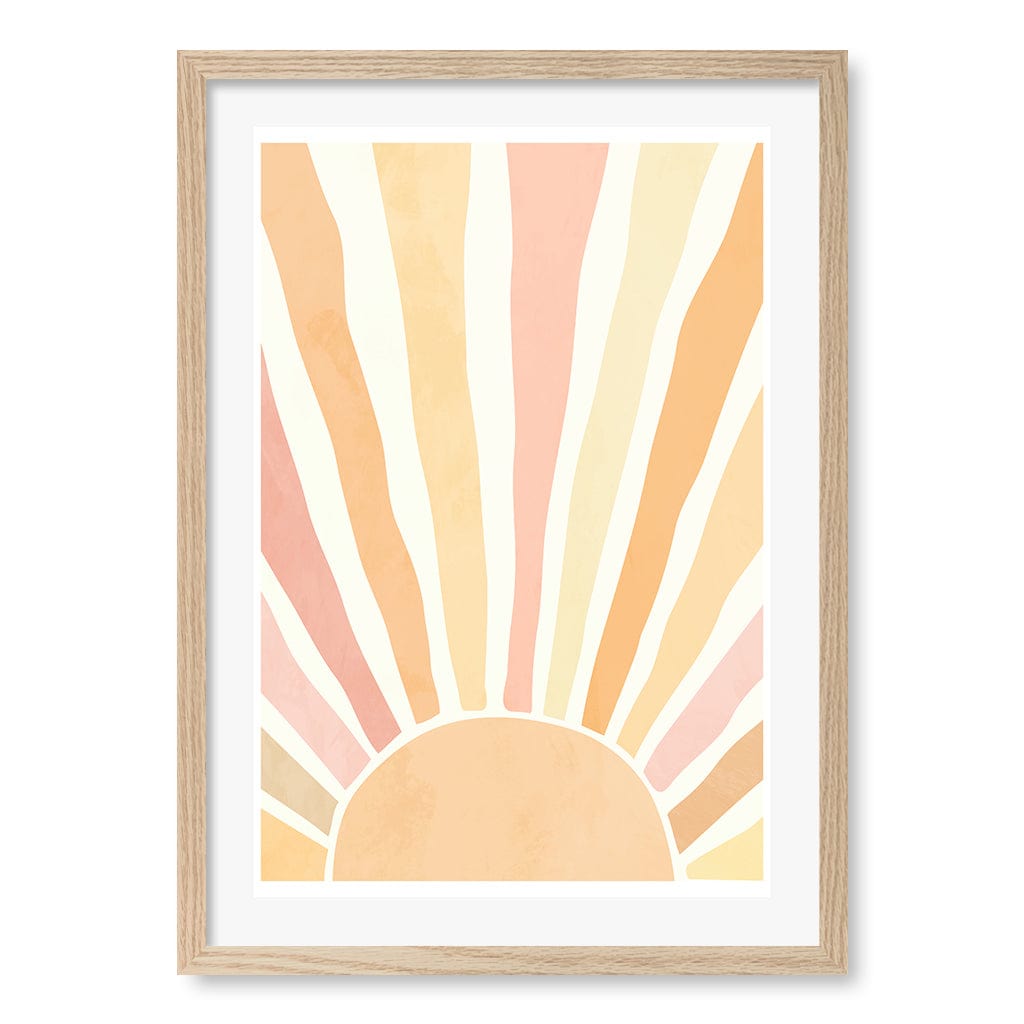 Boho Sunshine Wall Art Print A2 (42 x 59.4cm) / Natural Oak Frame / White Border from our Australian Made Framed Wall Art, Prints & Posters collection by Profile Products (Australia) Pty Ltd