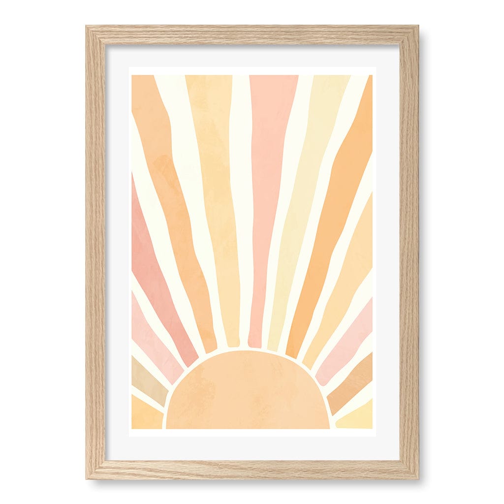 Boho Sunshine Wall Art Print A3 (29.7 x 42cm) / Natural Oak Frame / White Border from our Australian Made Framed Wall Art, Prints & Posters collection by Profile Products (Australia) Pty Ltd