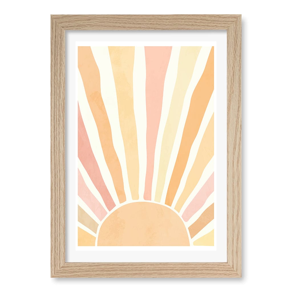 Boho Sunshine Wall Art Print A4 (21 x 29.7cm) / Natural Oak Frame / White Border from our Australian Made Framed Wall Art, Prints & Posters collection by Profile Products (Australia) Pty Ltd