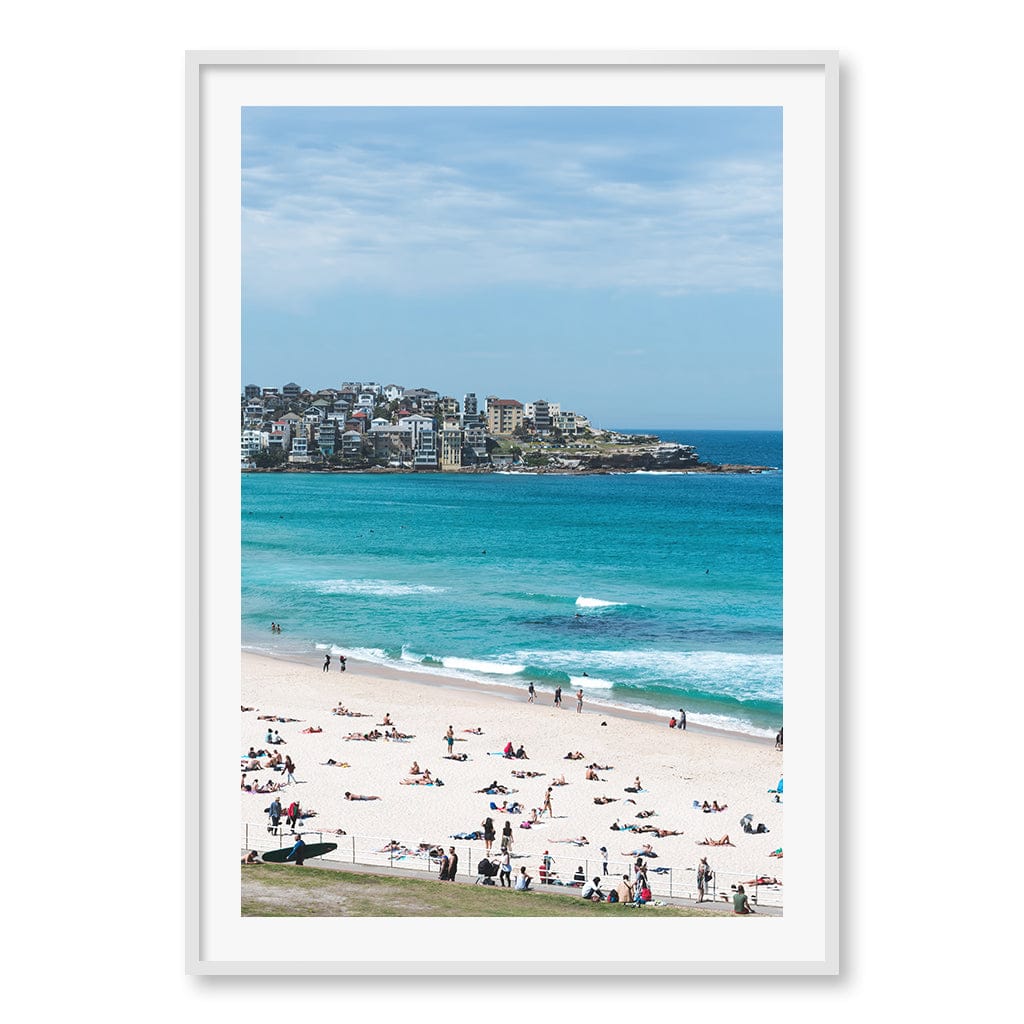 Bondi Beach Life Wall Art Print A0 (84.1 x 118.9cm) / Matte White Frame / White Border from our Australian Made Framed Wall Art, Prints & Posters collection by Profile Products (Australia) Pty Ltd