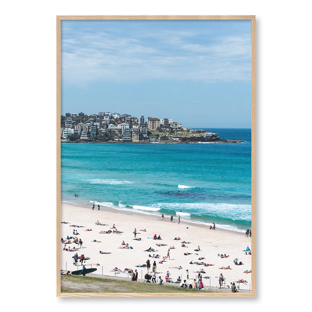 Bondi Beach Life Wall Art Print A0 (84.1 x 118.9cm) / Natural Oak Frame / No Border from our Australian Made Framed Wall Art, Prints & Posters collection by Profile Products (Australia) Pty Ltd