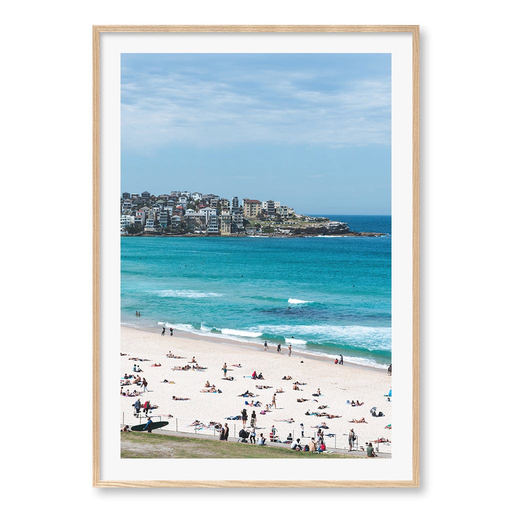 Bondi Beach Life Wall Art Print A0 (84.1 x 118.9cm) / Natural Oak Frame / White Border from our Australian Made Framed Wall Art, Prints & Posters collection by Profile Products (Australia) Pty Ltd