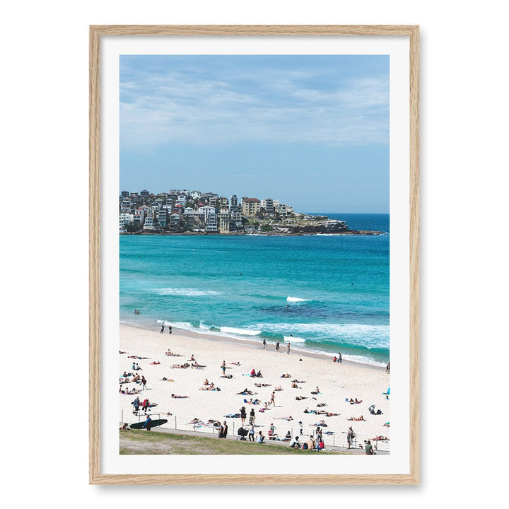 Bondi Beach Life Wall Art Print A1 (59.4 x 84.1cm) / Natural Oak Frame / White Border from our Australian Made Framed Wall Art, Prints & Posters collection by Profile Products (Australia) Pty Ltd