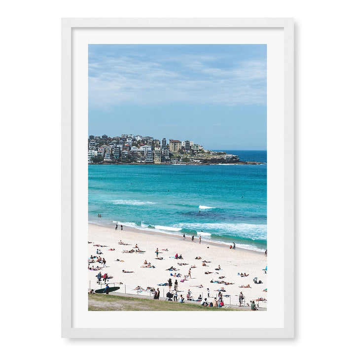 Bondi Beach Life Wall Art Print A2 (42 x 59.4cm) / Matte White Frame / White Border from our Australian Made Framed Wall Art, Prints & Posters collection by Profile Products (Australia) Pty Ltd