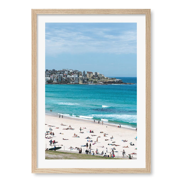 Bondi Beach Life Wall Art Print A2 (42 x 59.4cm) / Natural Oak Frame / White Border from our Australian Made Framed Wall Art, Prints & Posters collection by Profile Products (Australia) Pty Ltd