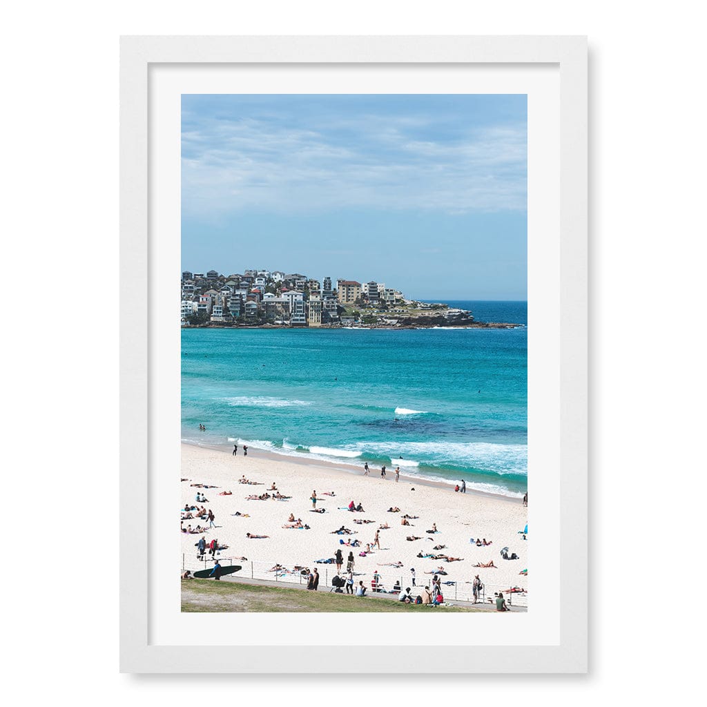 Bondi Beach Life Wall Art Print A3 (29.7 x 42cm) / Matte White Frame / White Border from our Australian Made Framed Wall Art, Prints & Posters collection by Profile Products (Australia) Pty Ltd