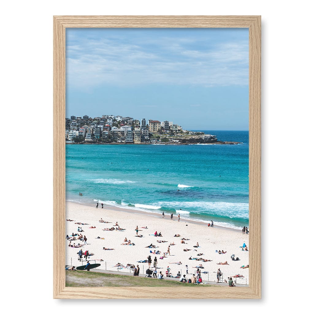 Bondi Beach Life Wall Art Print A3 (29.7 x 42cm) / Natural Oak Frame / No Border from our Australian Made Framed Wall Art, Prints & Posters collection by Profile Products (Australia) Pty Ltd