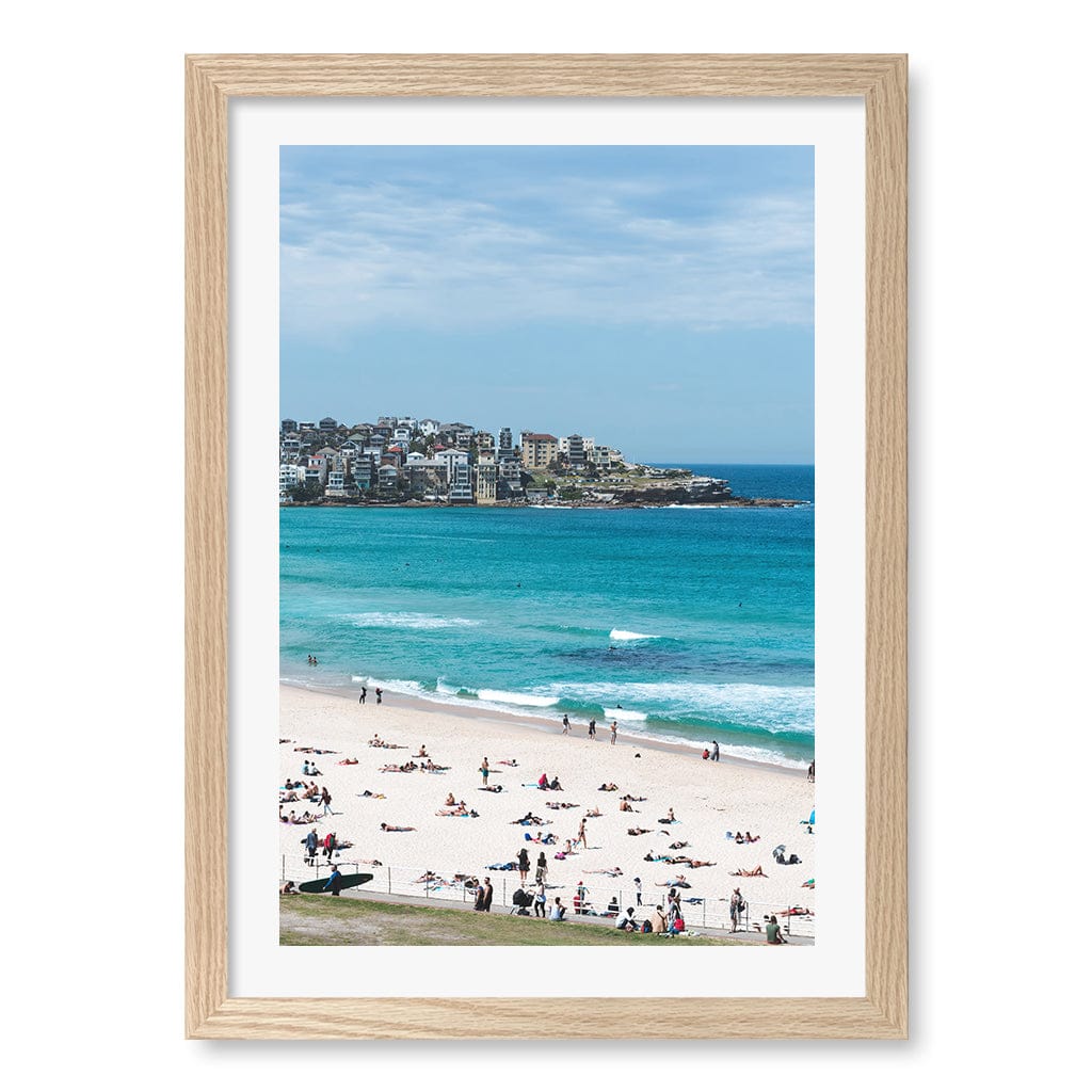 Bondi Beach Life Wall Art Print A3 (29.7 x 42cm) / Natural Oak Frame / White Border from our Australian Made Framed Wall Art, Prints & Posters collection by Profile Products (Australia) Pty Ltd