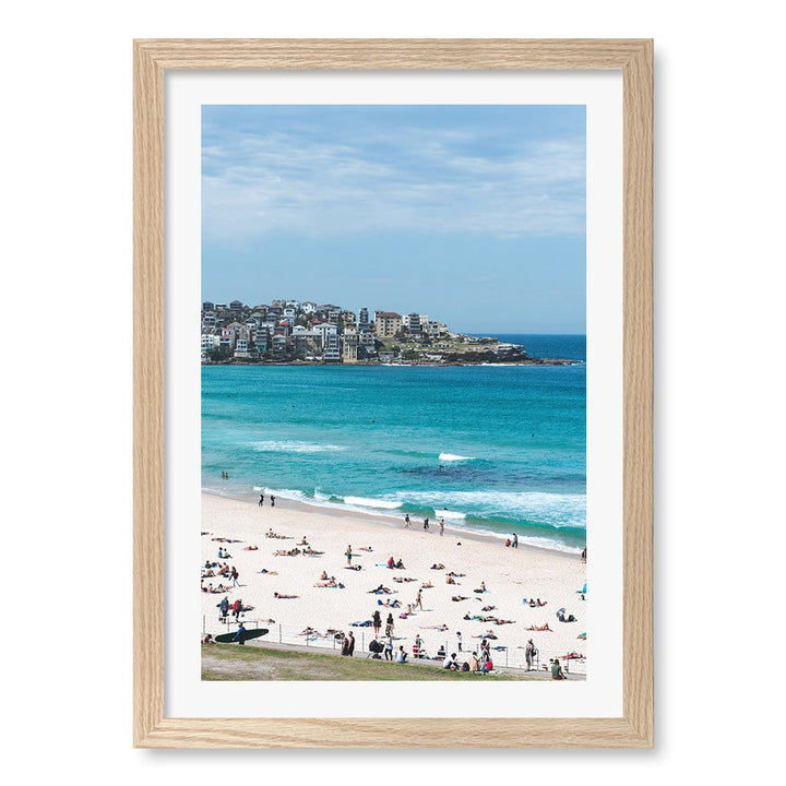 Bondi Beach Life Wall Art Print A3 (29.7 x 42cm) / Natural Oak Frame / White Border from our Australian Made Framed Wall Art, Prints & Posters collection by Profile Products (Australia) Pty Ltd