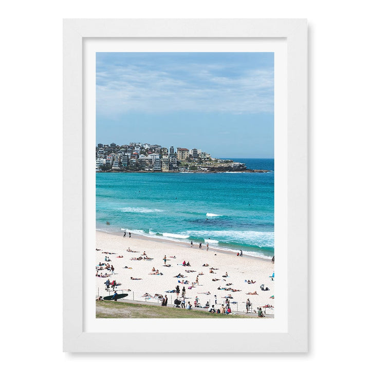 Bondi Beach Life Wall Art Print A4 (21 x 29.7cm) / Matte White Frame / White Border from our Australian Made Framed Wall Art, Prints & Posters collection by Profile Products (Australia) Pty Ltd
