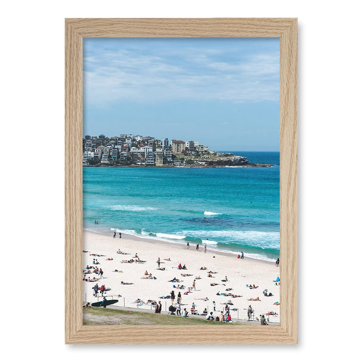 Bondi Beach Life Wall Art Print A4 (21 x 29.7cm) / Natural Oak Frame / No Border from our Australian Made Framed Wall Art, Prints & Posters collection by Profile Products (Australia) Pty Ltd