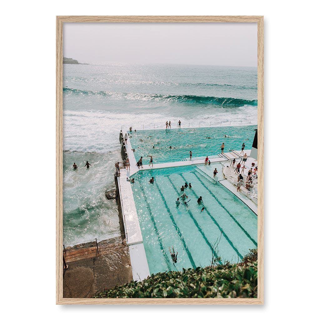 Bondi Icebergs 2 Wall Art Print A1 (59.4 x 84.1cm) / Natural Oak Frame / No Border from our Australian Made Framed Wall Art, Prints & Posters collection by Profile Products (Australia) Pty Ltd