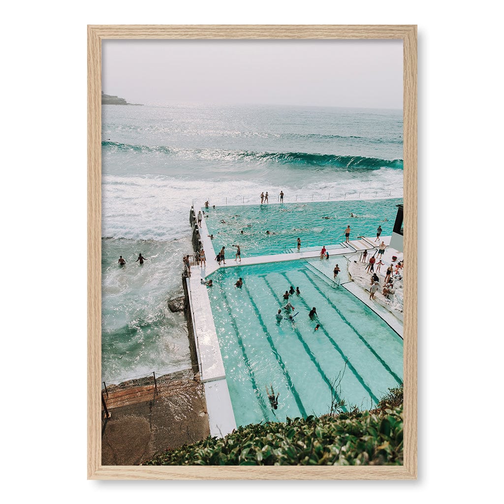 Bondi Icebergs 2 Wall Art Print A2 (42 x 59.4cm) / Natural Oak Frame / No Border from our Australian Made Framed Wall Art, Prints & Posters collection by Profile Products (Australia) Pty Ltd