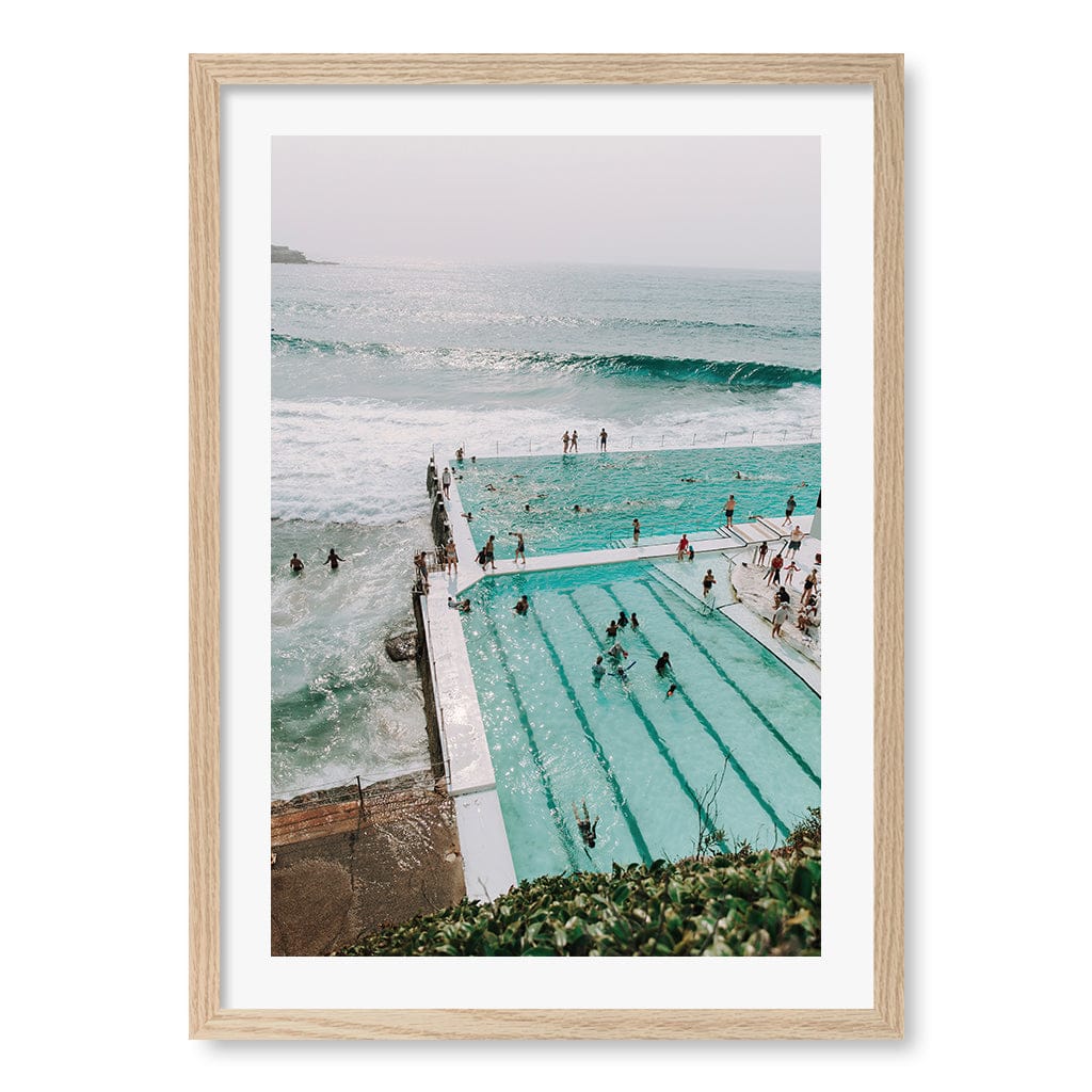 Bondi Icebergs 2 Wall Art Print A2 (42 x 59.4cm) / Natural Oak Frame / White Border from our Australian Made Framed Wall Art, Prints & Posters collection by Profile Products (Australia) Pty Ltd