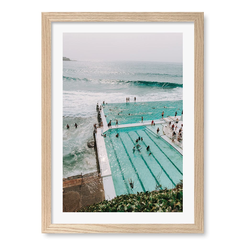 Bondi Icebergs 2 Wall Art Print A3 (29.7 x 42cm) / Natural Oak Frame / White Border from our Australian Made Framed Wall Art, Prints & Posters collection by Profile Products (Australia) Pty Ltd