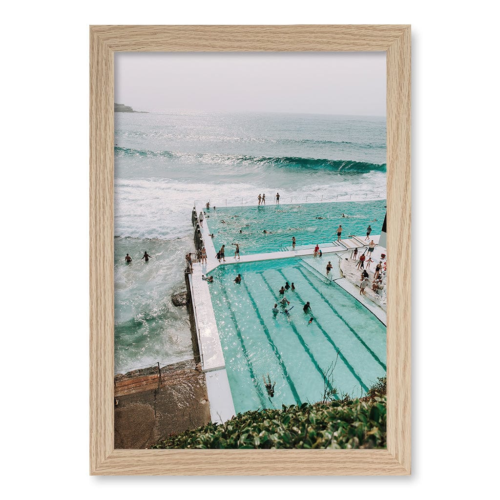 Bondi Icebergs 2 Wall Art Print A4 (21 x 29.7cm) / Natural Oak Frame / No Border from our Australian Made Framed Wall Art, Prints & Posters collection by Profile Products (Australia) Pty Ltd