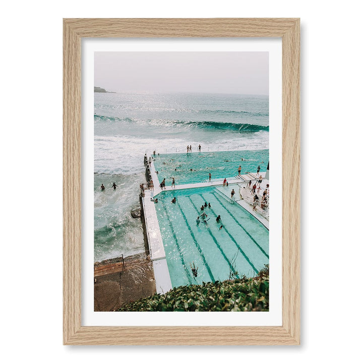 Bondi Icebergs 2 Wall Art Print A4 (21 x 29.7cm) / Natural Oak Frame / White Border from our Australian Made Framed Wall Art, Prints & Posters collection by Profile Products (Australia) Pty Ltd