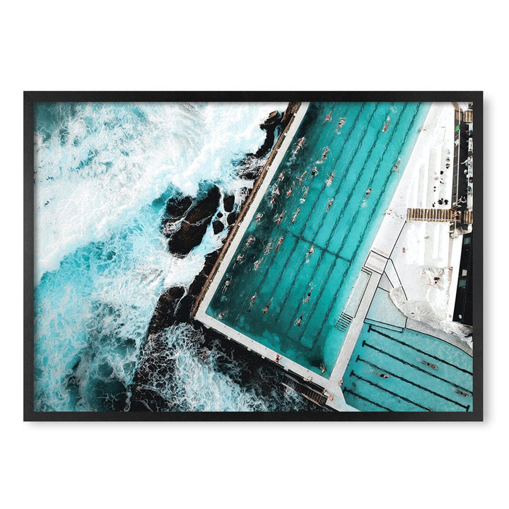 Bondi Icebergs Doing Laps Wall Art Print A1 (59.4 x 84.1cm) / Matte Black Frame / No Border from our Australian Made Framed Wall Art, Prints & Posters collection by Profile Products (Australia) Pty Ltd