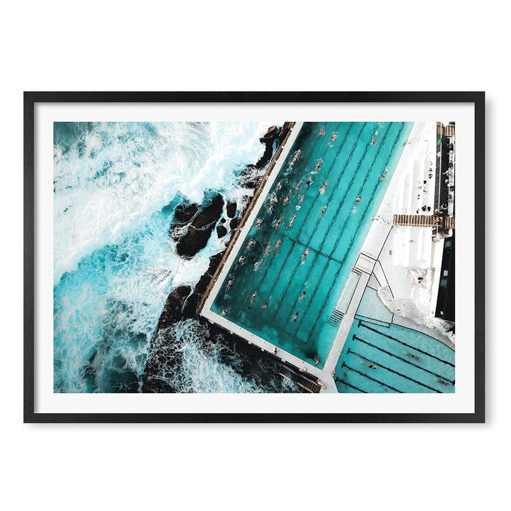 Bondi Icebergs Doing Laps Wall Art Print A1 (59.4 x 84.1cm) / Matte Black Frame / White Border from our Australian Made Framed Wall Art, Prints & Posters collection by Profile Products (Australia) Pty Ltd