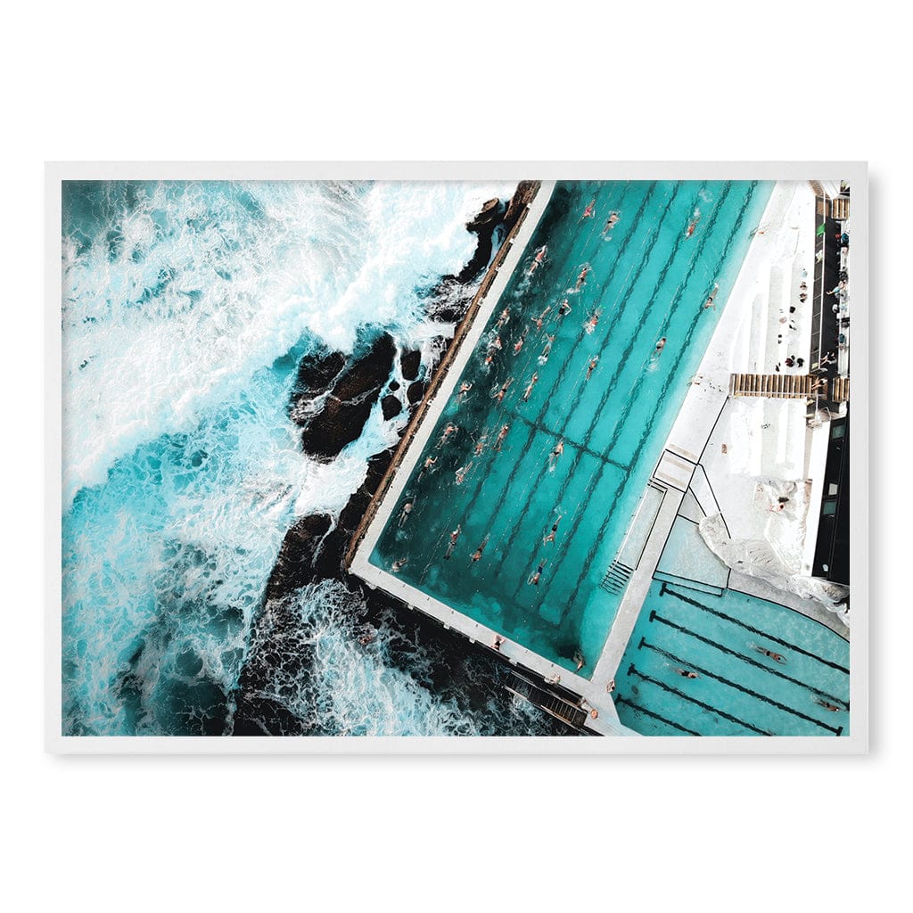Bondi Icebergs Doing Laps Wall Art Print A1 (59.4 x 84.1cm) / Matte White Frame / No Border from our Australian Made Framed Wall Art, Prints & Posters collection by Profile Products (Australia) Pty Ltd
