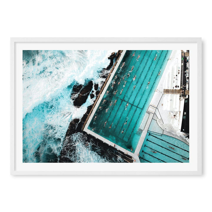 Bondi Icebergs Doing Laps Wall Art Print A1 (59.4 x 84.1cm) / Matte White Frame / White Border from our Australian Made Framed Wall Art, Prints & Posters collection by Profile Products (Australia) Pty Ltd