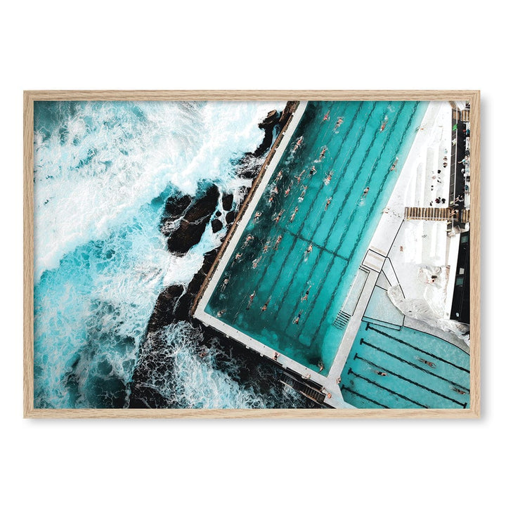Bondi Icebergs Doing Laps Wall Art Print A1 (59.4 x 84.1cm) / Natural Oak Frame / No Border from our Australian Made Framed Wall Art, Prints & Posters collection by Profile Products (Australia) Pty Ltd