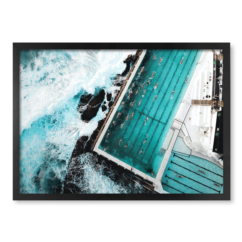 Bondi Icebergs Doing Laps Wall Art Print A2 (42 x 59.4cm) / Matte Black Frame / No Border from our Australian Made Framed Wall Art, Prints & Posters collection by Profile Products (Australia) Pty Ltd