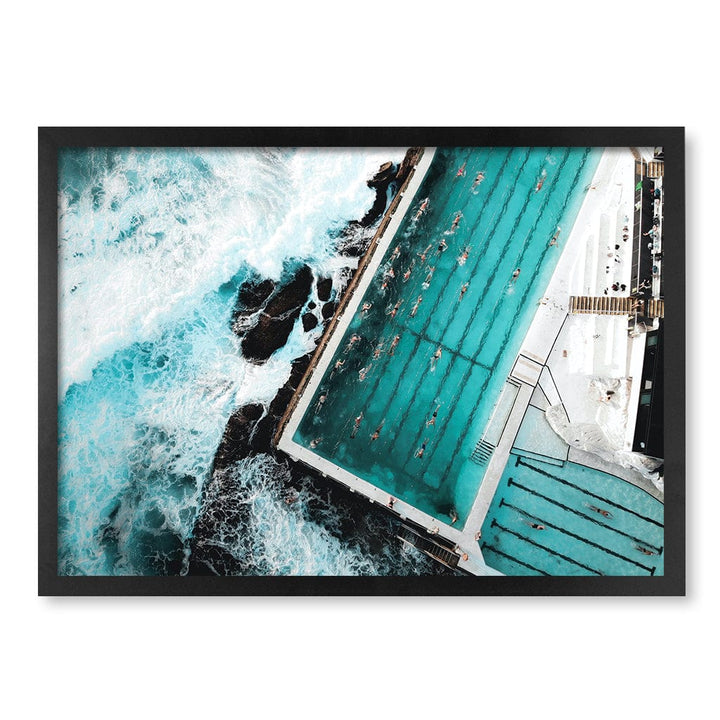 Bondi Icebergs Doing Laps Wall Art Print A2 (42 x 59.4cm) / Matte Black Frame / No Border from our Australian Made Framed Wall Art, Prints & Posters collection by Profile Products (Australia) Pty Ltd
