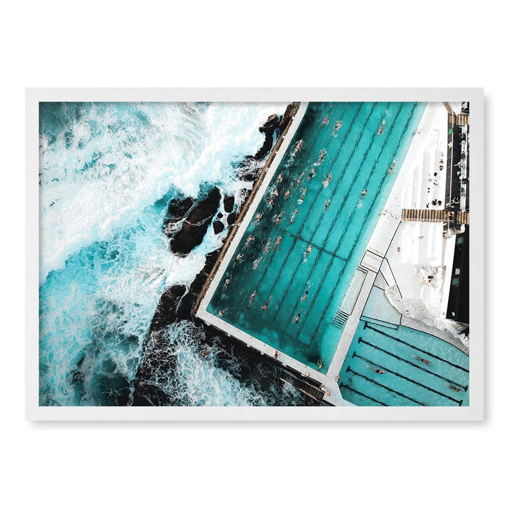 Bondi Icebergs Doing Laps Wall Art Print A2 (42 x 59.4cm) / Matte White Frame / No Border from our Australian Made Framed Wall Art, Prints & Posters collection by Profile Products (Australia) Pty Ltd