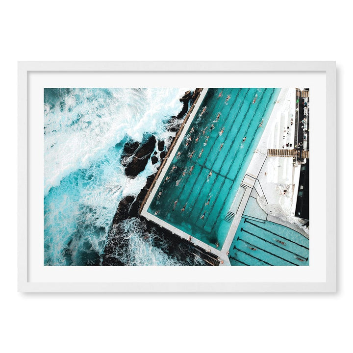 Bondi Icebergs Doing Laps Wall Art Print A2 (42 x 59.4cm) / Matte White Frame / White Border from our Australian Made Framed Wall Art, Prints & Posters collection by Profile Products (Australia) Pty Ltd