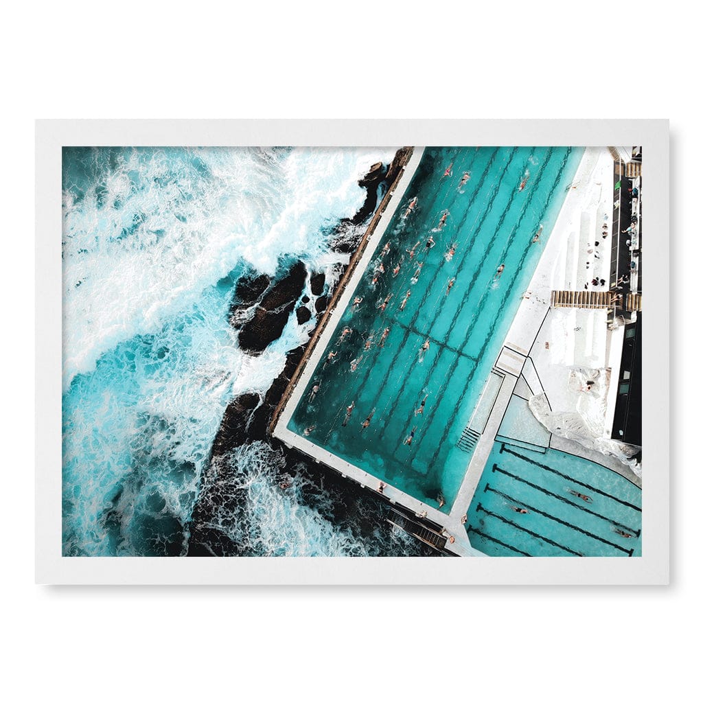 Bondi Icebergs Doing Laps Wall Art Print A3 (29.7 x 42cm) / Matte White Frame / No Border from our Australian Made Framed Wall Art, Prints & Posters collection by Profile Products (Australia) Pty Ltd