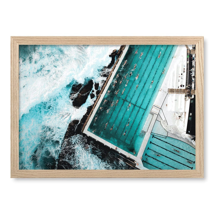 Bondi Icebergs Doing Laps Wall Art Print A3 (29.7 x 42cm) / Natural Oak Frame / No Border from our Australian Made Framed Wall Art, Prints & Posters collection by Profile Products (Australia) Pty Ltd