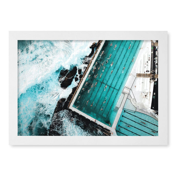 Bondi Icebergs Doing Laps Wall Art Print A4 (21 x 29.7cm) / Matte White Frame / No Border from our Australian Made Framed Wall Art, Prints & Posters collection by Profile Products (Australia) Pty Ltd